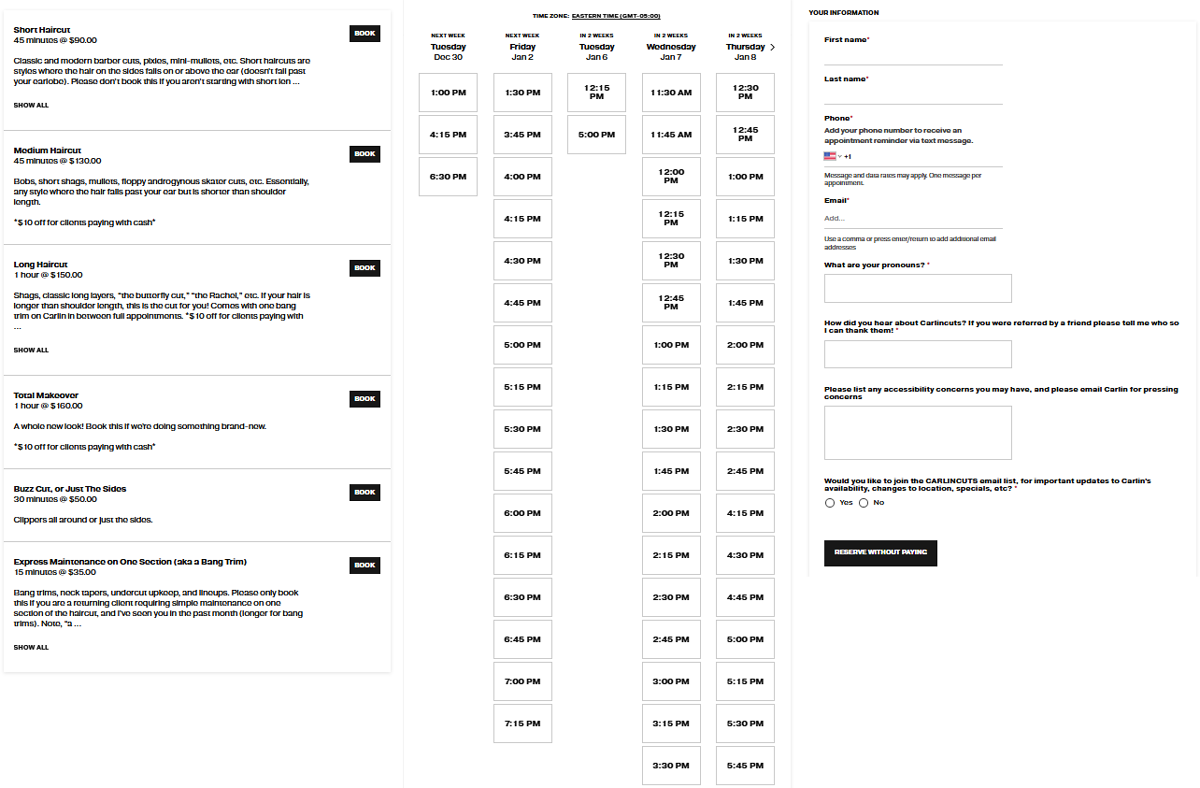 salon booking system